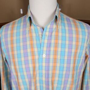 Alan Flusser Oxford Shirt Multicolor Plaid Size M